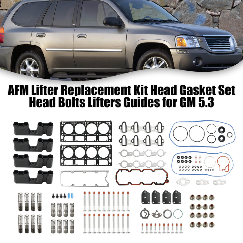 2005-2013 Chevrolet Silverado 1500 5.3L 5328CC 325CID V8 FLEX OHV, (16 Valve) AFM Lifter Replacement Kit Head Gasket Set Head Bolts Lifters Guides Fedex Express Generic