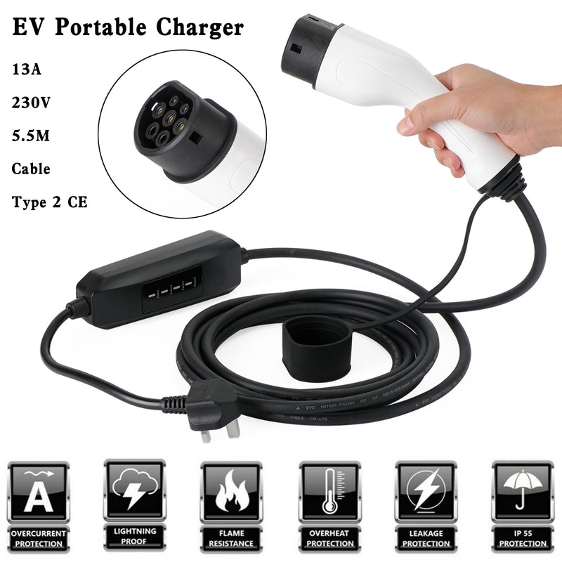 Protable Level 2 EV Charging Cable Australian Standard Plug Electric Car Charger 240V 8/10/13/16A 19.68FT=6m