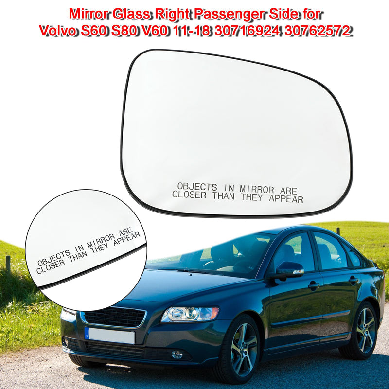 Mirror Glass Right Passenger Side for Volvo S60 S80 V60 11-18 30716924 30762572