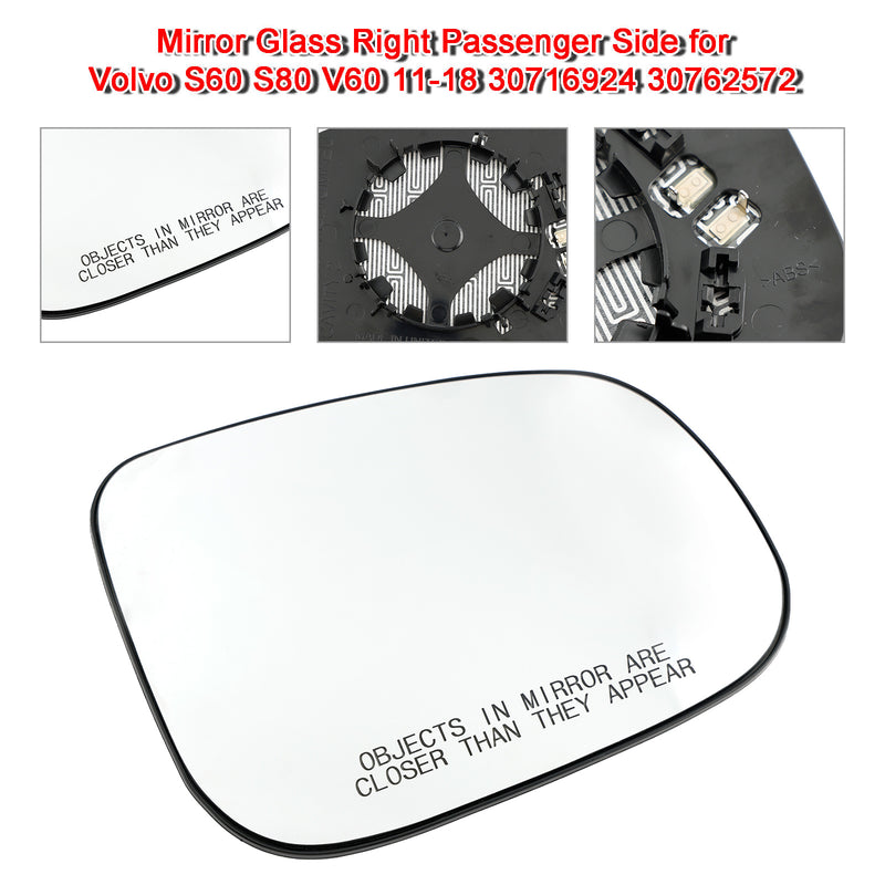 Mirror Glass Right Passenger Side for Volvo S60 S80 V60 11-18 30716924 30762572