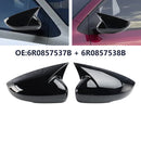 Gloss Black Wing Door Mirror Cover Caps for Left + Right VW Polo MK5 09-17