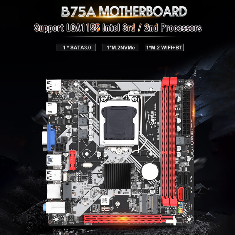 B75A Motherboard LGA 1155 Support 2*DDR3 USB3.0 SATA3 NVME WIFI Bluetooth