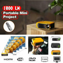 A2000 Mini Portable Projector 1080P Movie Projectors Home Theater Yel US Plug