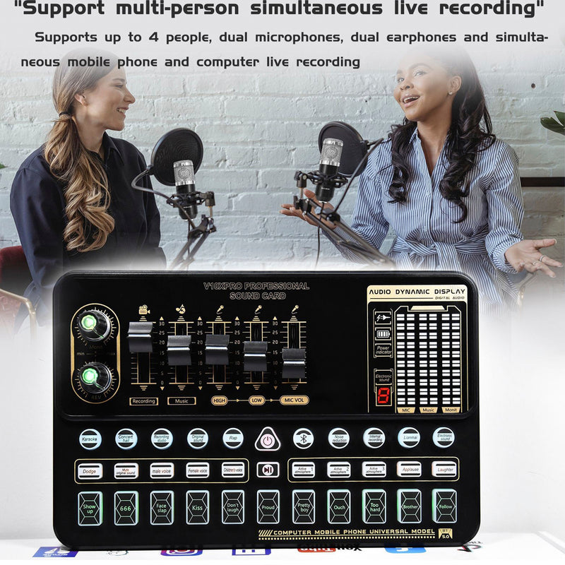 V10 Live Sound Card Set Condenser M800 Microphone Mobile Karaoke Computer Live Tik Tok Equipment Set