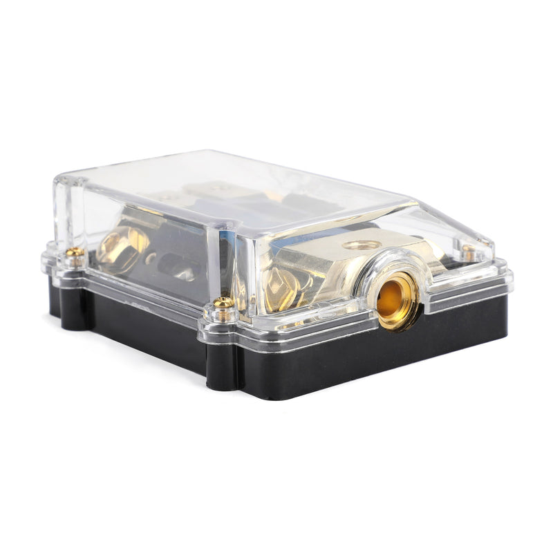 Clear Cover plastic housing LED Display 1x0 IN 2x4GA OUT Distribution Block Fuse Holder Splitter Nickel Plated Heat resistant for Car Audio Marine