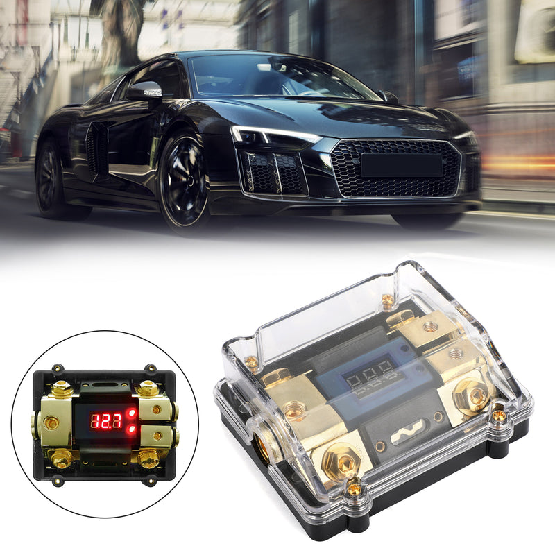 Clear Cover plastic housing LED Display 1x0 IN 2x4GA OUT Distribution Block Fuse Holder Splitter Nickel Plated Heat resistant for Car Audio Marine