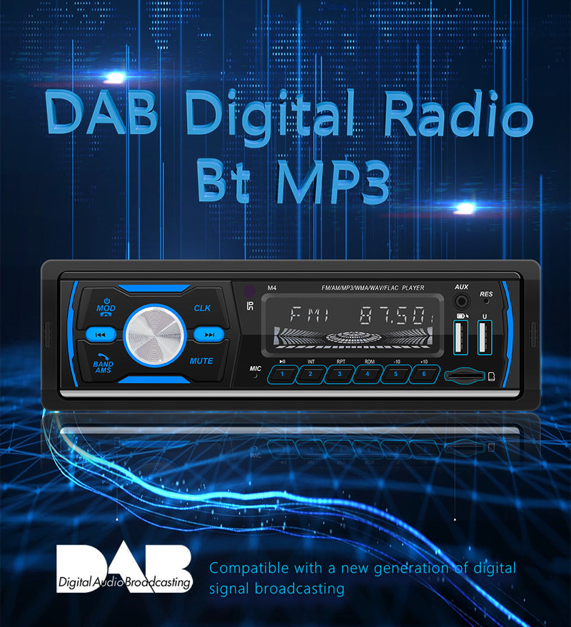 Car Radio Stereo 1Din Bluetooth FM Audio Music Player DAB/MP3/USB/AUX In-dash