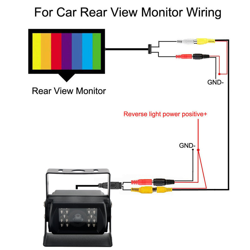 18 IR CCD Car Reverse Camera Heavy Duty Rear View Reversing Camera 12-24V