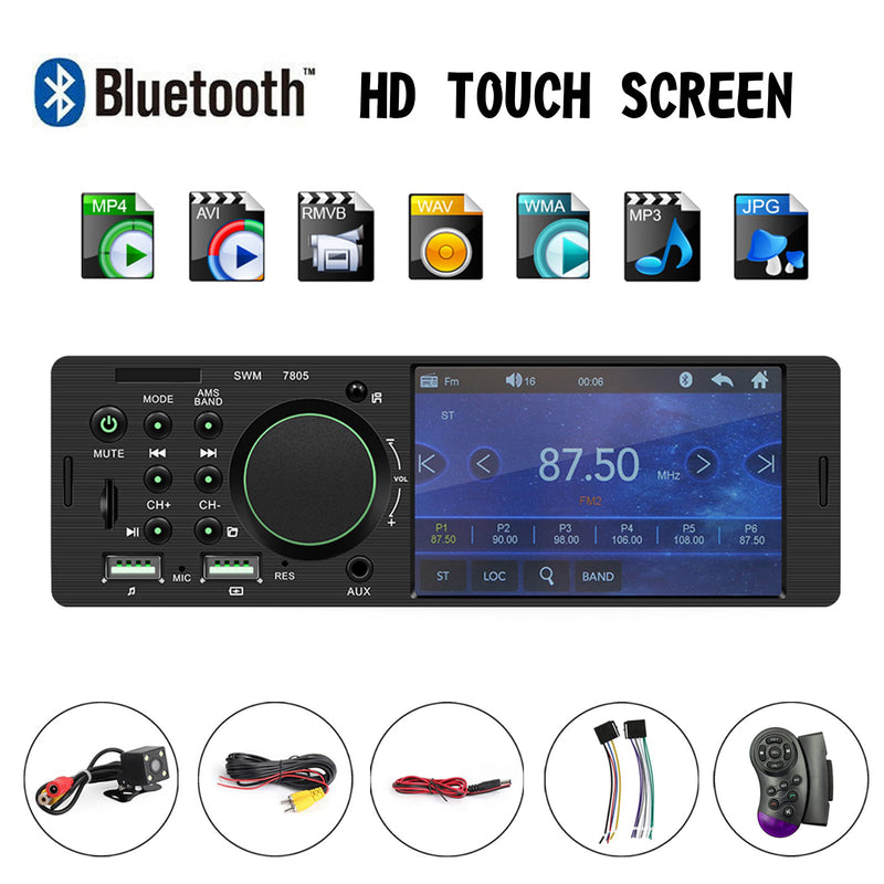 4.1" Car MP5 Player 1DIN Touch Screen Audio Video Bluetooth FM Radio + Camera