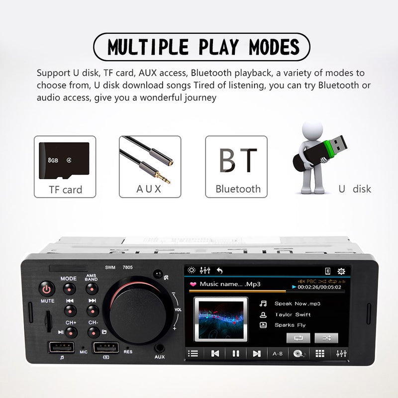 4.1" Car MP5 Player 1DIN Touch Screen Audio Video Bluetooth FM Radio + Camera