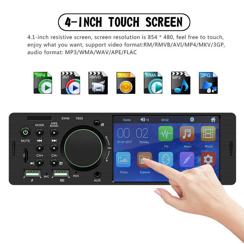 4.1" Car MP5 Player 1DIN Touch Screen Audio Video Bluetooth FM Radio + Camera