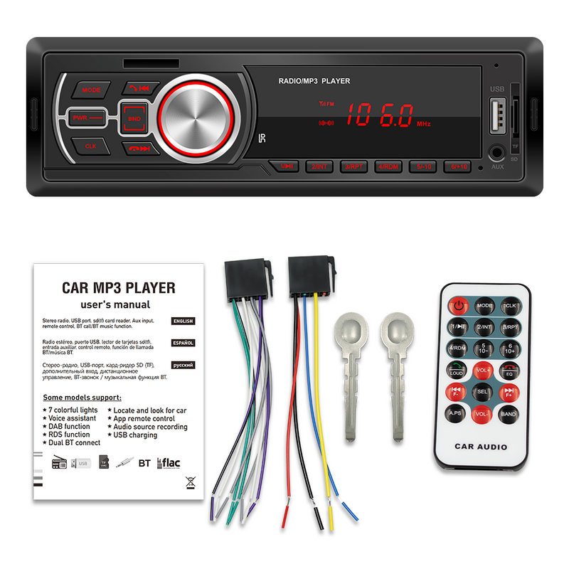 12V 25W Universal Car Bluetooth FM Radio Audio USB U Disk Card Reader MP3 Player