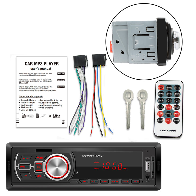 12V 25W Universal Car Bluetooth FM Radio Audio USB U Disk Card Reader MP3 Player