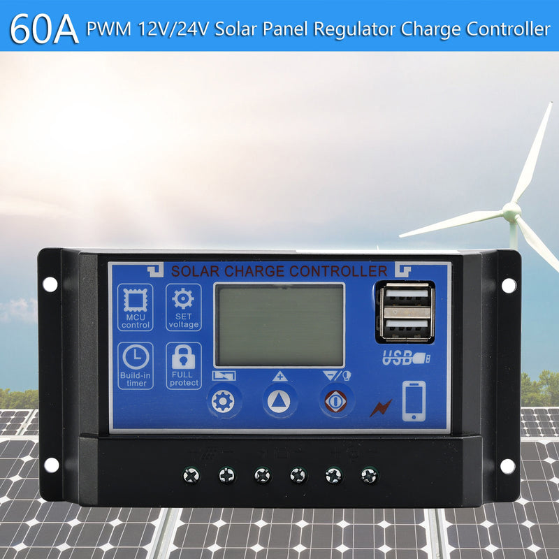 Controller PWM Solar 10-60A 12/24V Auto Focus Tracking Panel Regulator Charge