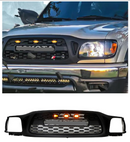 2001 2002 2003 2004 Toyota Tacoma TRD PRO Honeycomb Front Bumper Replacement Grill Grille With Amber Lights + Toyota Letter