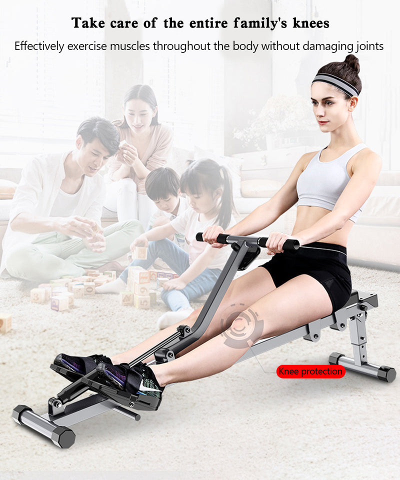 Folding Mute Single Bar Rowing Machine Rower Exercise for Home Cardio Workouts