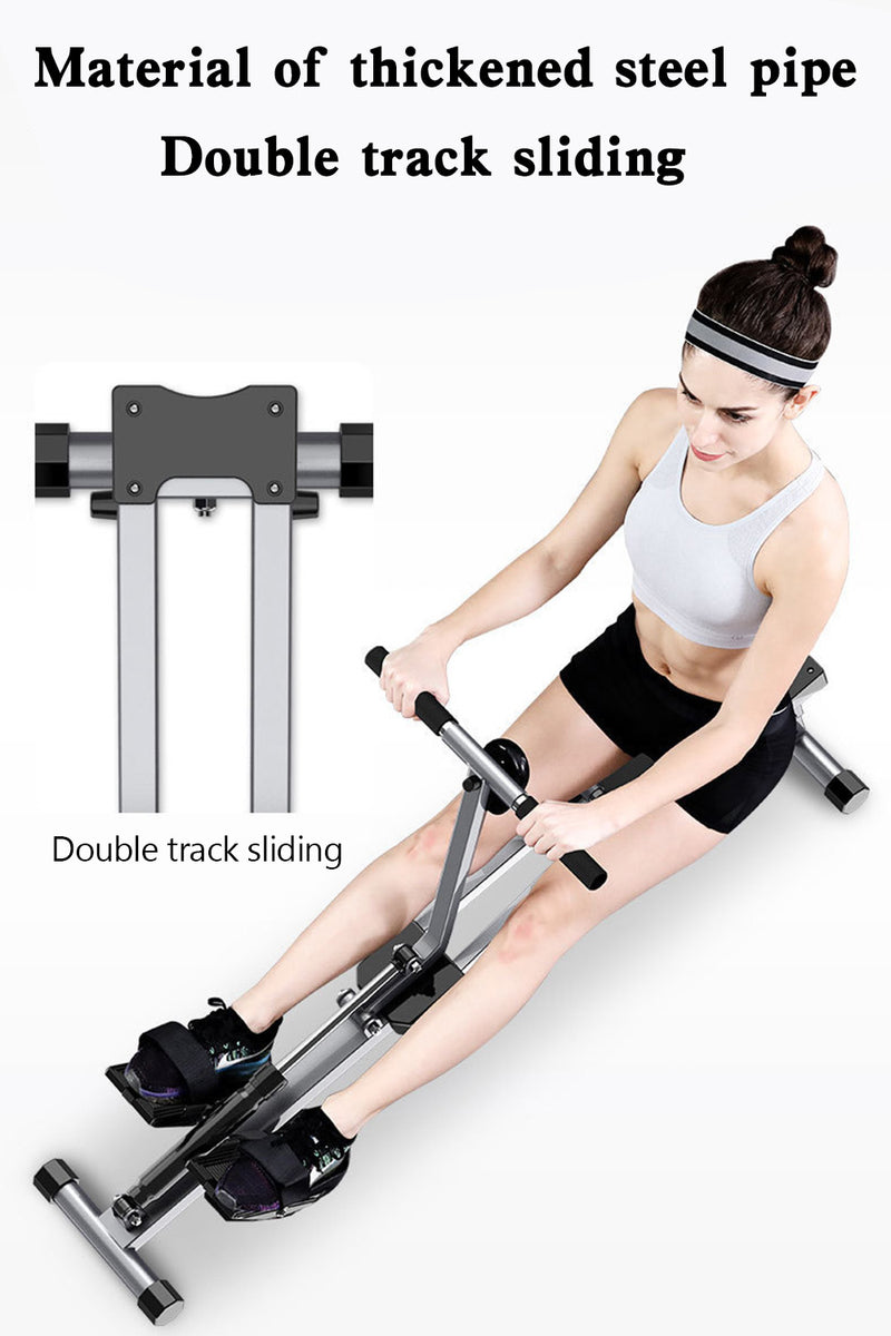 Folding Mute Single Bar Rowing Machine Rower Exercise for Home Cardio Workouts