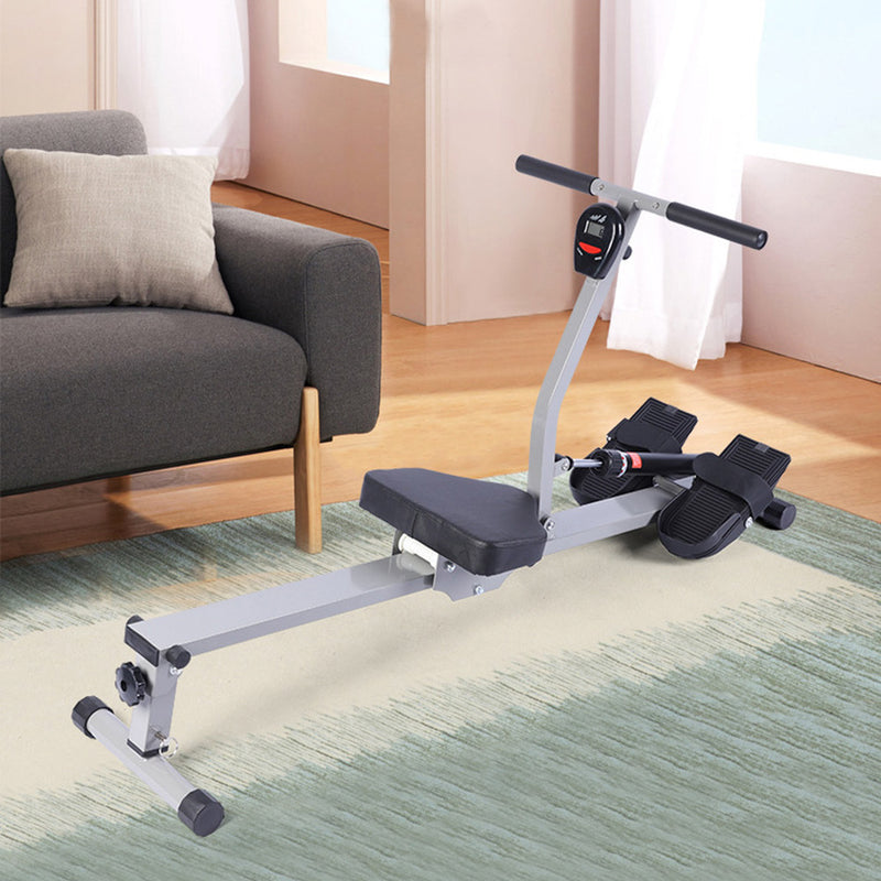 Folding Mute Single Bar Rowing Machine Rower Exercise for Home Cardio Workouts