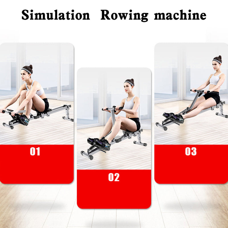 Folding Mute Single Bar Rowing Machine Rower Exercise for Home Cardio Workouts