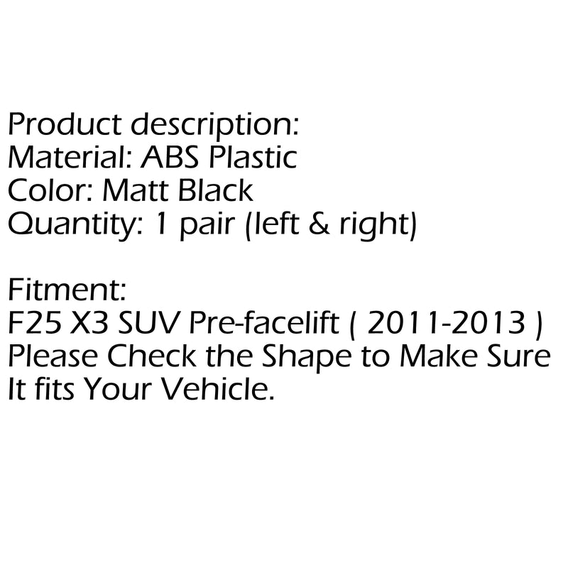 Front Bumper Kidney Grille For BMW F25 X3 2011-2013 Pre-LCI Matt Black Generic