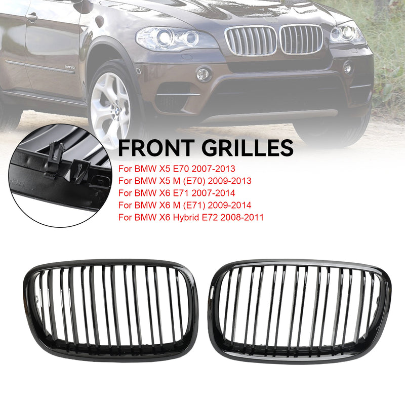 BMW X5 E70 2007-2013 Front Bumper Kidney Grille Grill Gloss Black