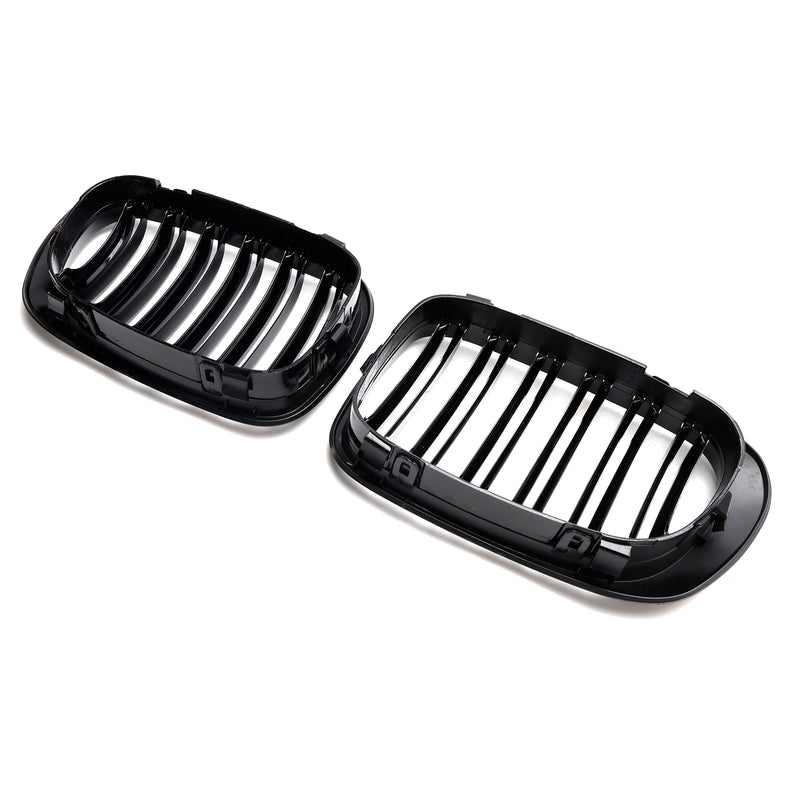 Double Line Front Hood Grille Grills Gloss Black For BMW E46 2-Door 1998-2001 Generic