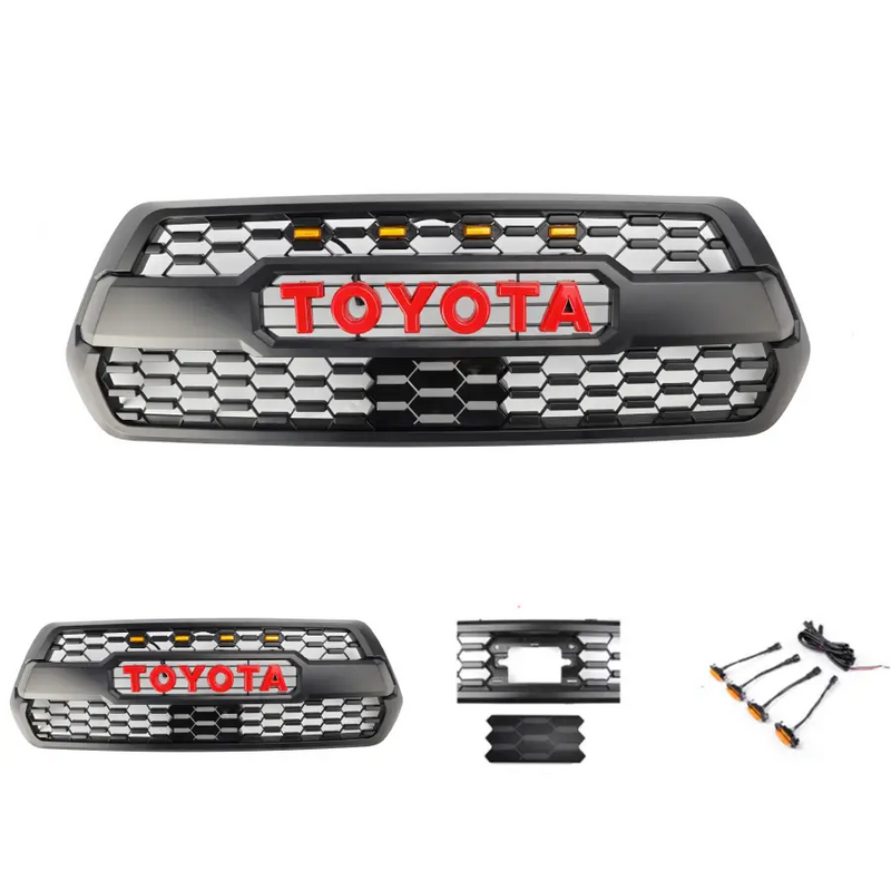 Tacoma TRD Pro 2016-2023 Grill Replacement Grille + ACC DRCC Garnish Sensor Cover + LED Lights