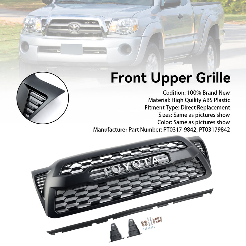 2005 2006 2007 2008 2009 2010 2011 Tacoma Front Bumper Hood Grille Grill Replacement With TOYOTA letter & Badge