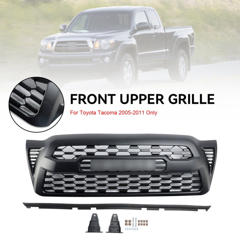 2005-2011 Tacoma Front Bumper Hood Grille Grill Replacement With TOYOTA letter Matte Black Generic