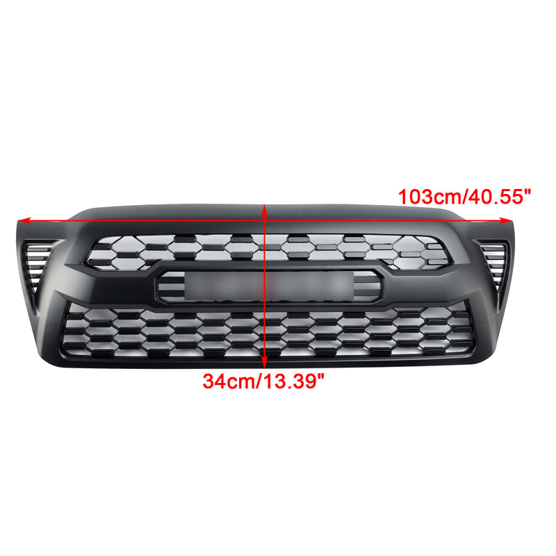 2005-2011 Tacoma Front Bumper Hood Grille Grill Replacement With TOYOTA letter Matte Black Generic