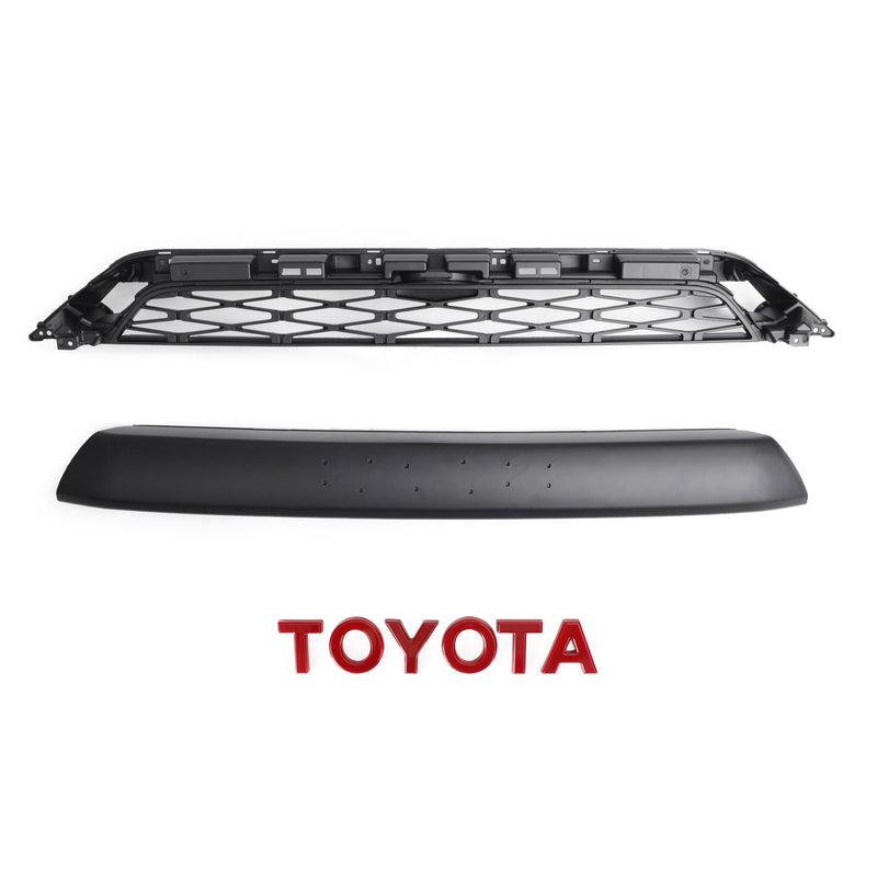 Toyota 4Runner | 2014-2019 | TRD PRO Grille | 2 Piece | Front Bumper Grille | Black / Grey / Red Toyota Letter | Led Lights