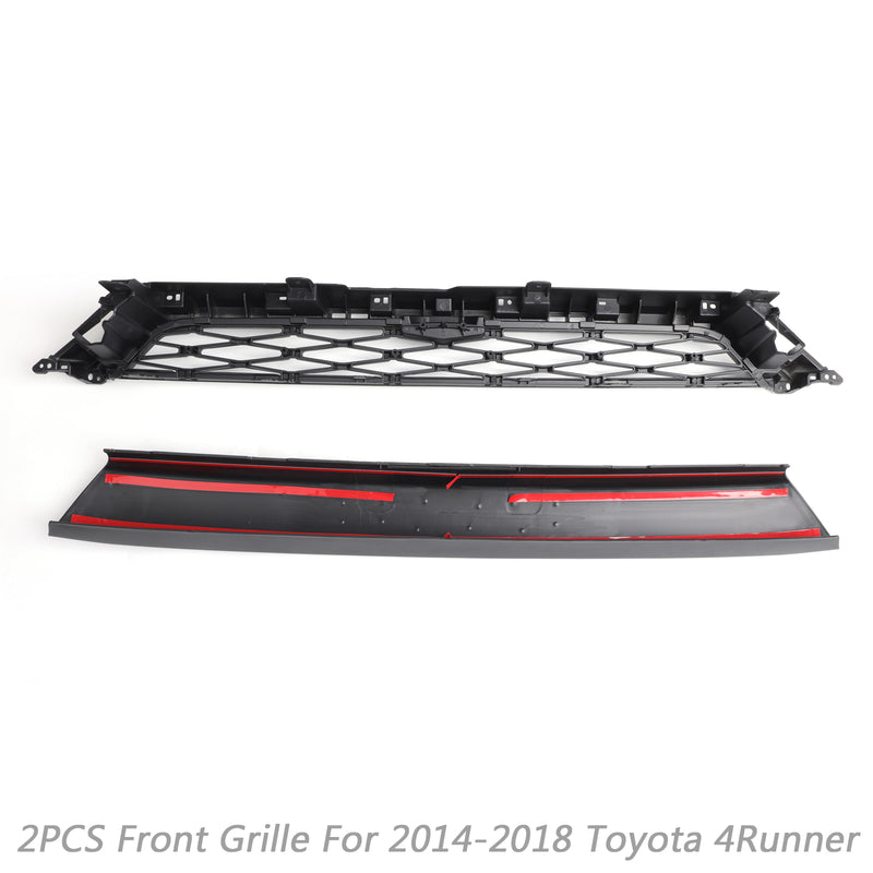 Toyota 4Runner | 2014-2019 | TRD PRO Grille | 2 Piece | Front Bumper Grille | Black / Grey / Red Toyota Letter | Led Lights