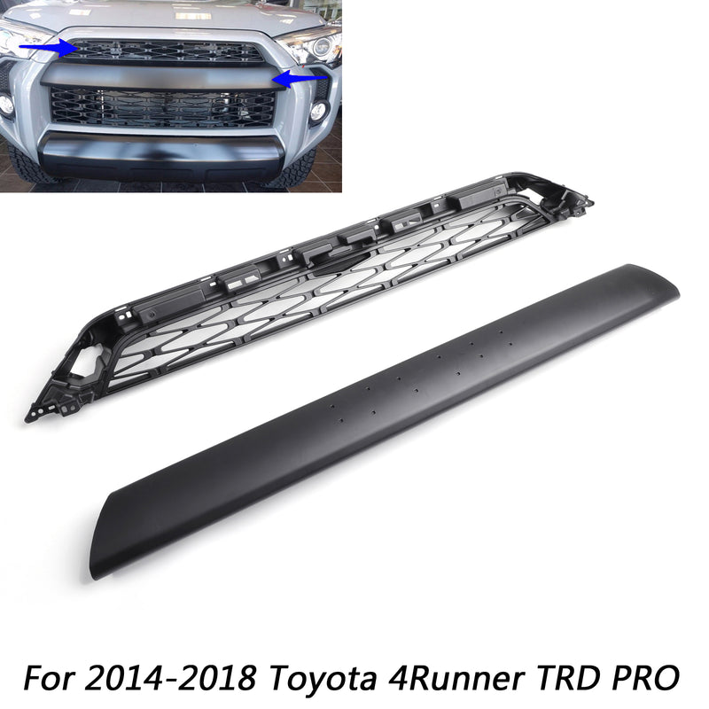 2014-2019 4Runner TRD PRO Toyota 2x Front Bumper Grille Grill with Black Logo Letter