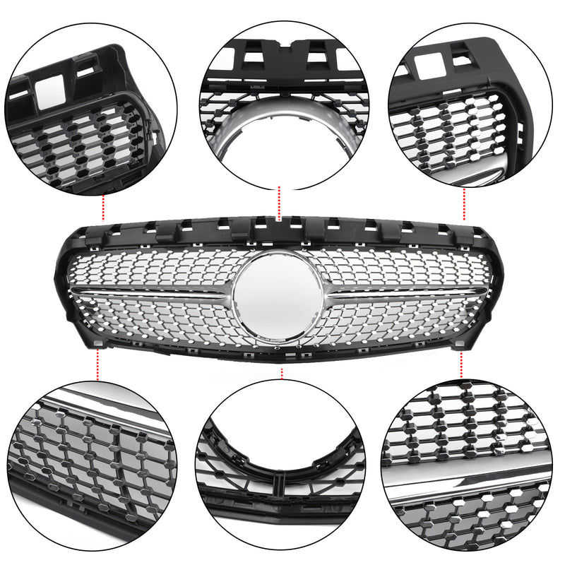 Diamond star grille grill Fit Mercedes-Benz R117 W117 CLA250 2013-2016 Silver