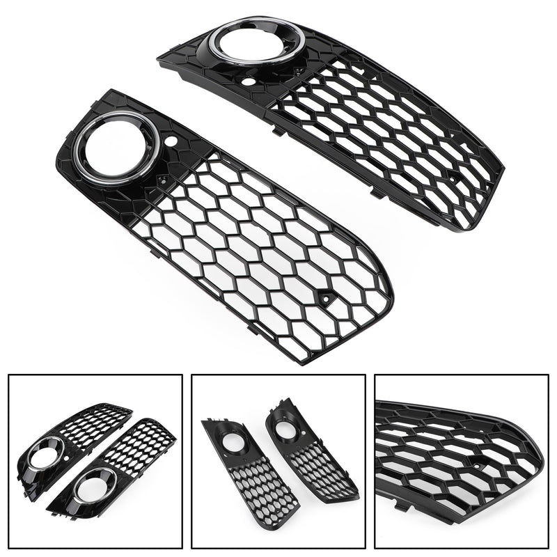 Pair Honeycomb Mesh Fog Light Open Vent Grill Intake Fit Audi A4 B8 2009-2012 Generic