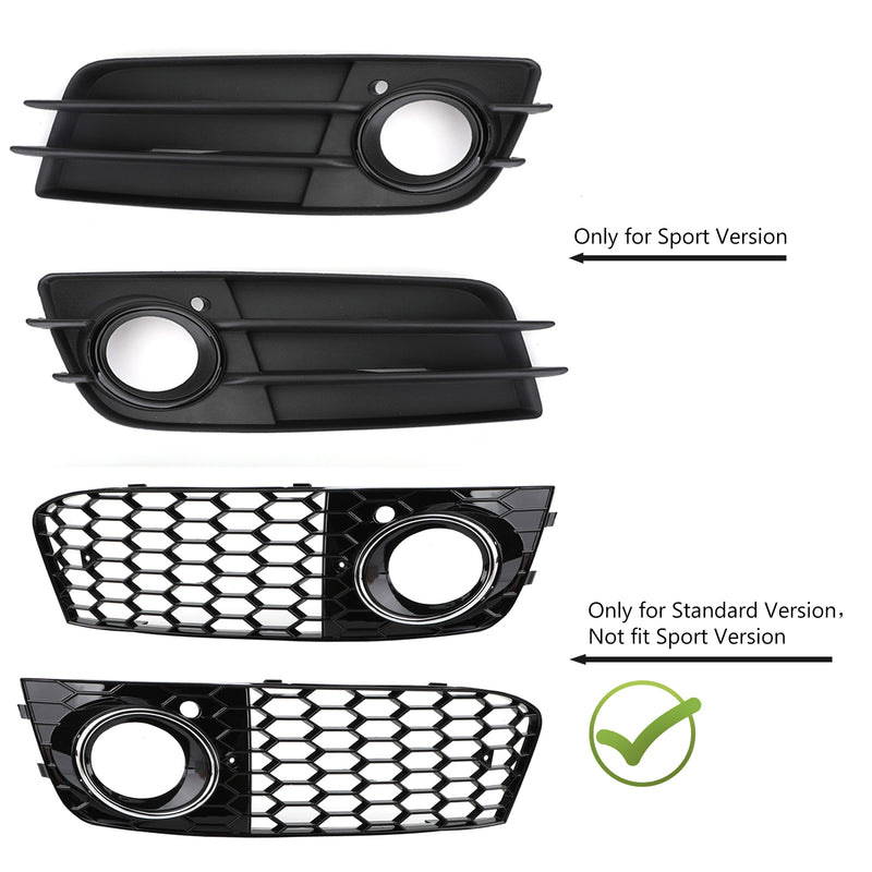 Pair Honeycomb Mesh Fog Light Open Vent Grill Intake Fit Audi A4 B8 2009-2012 Generic