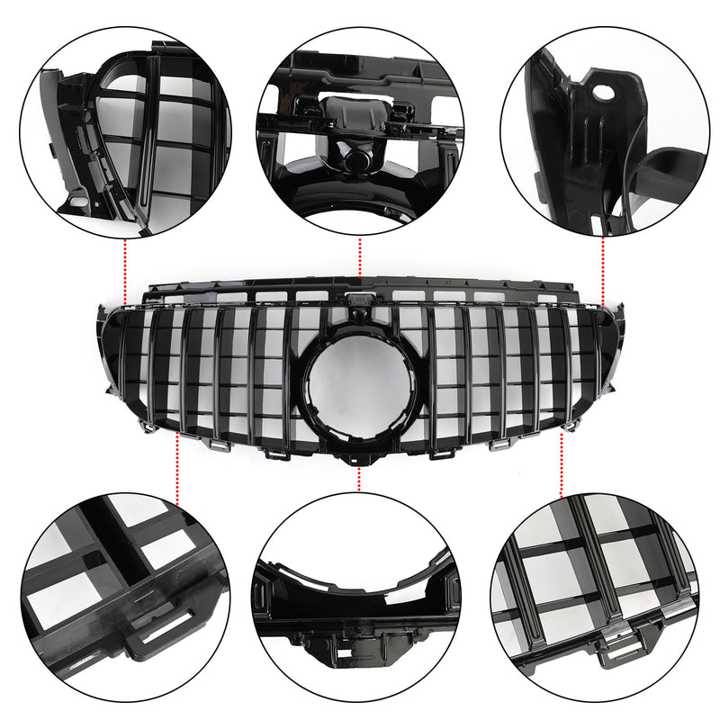 Mercedes Benz W213 E-Class E200 E300 E400 E43 2016-2019 GT Style Black Front Bumper Grille