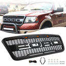 2004-2008 F150 Ford Raptor Style Black Front Mesh Hood Grill Grille With LED Lights Generic