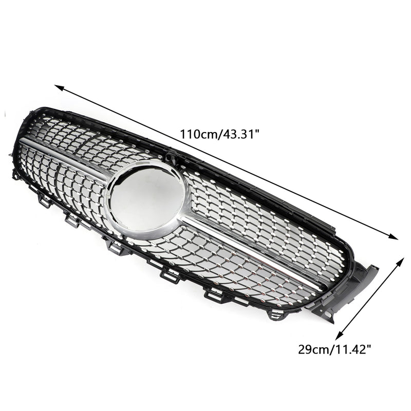 W213 E300 E400 2016-2019 Mercedes Benz Diamond Silver Border Front Grill Replacement Grille