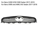 W213 E300 E400 2016-2019 Mercedes Benz Diamond Silver Border Front Grill Replacement Grille