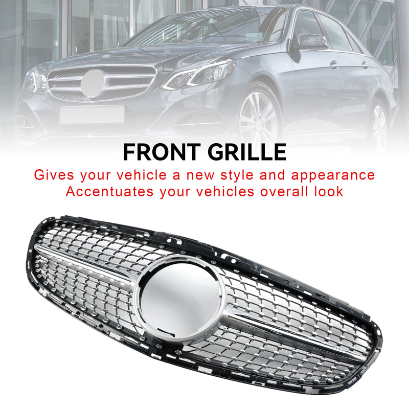 Diamond Front Bumper Grille Grill Fit Mercedes E-Class W212 2013-2016 Facelift