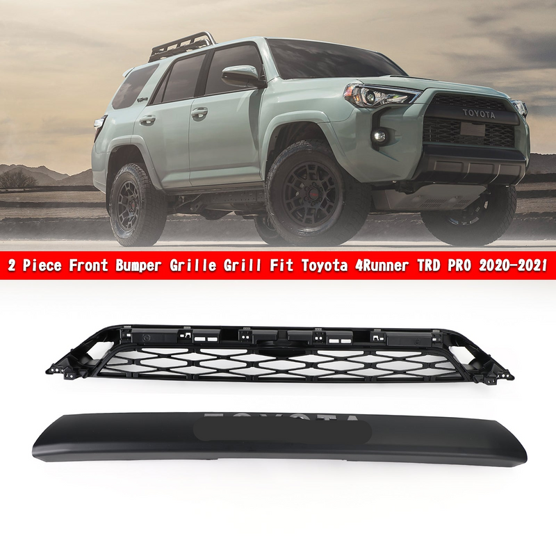 Toyota 4Runner | TRD PRO Grille | Front Bumper Grille| 2020-2024 | 2 Piece | Grey / Black / Red Toyota Letter | Led Lights