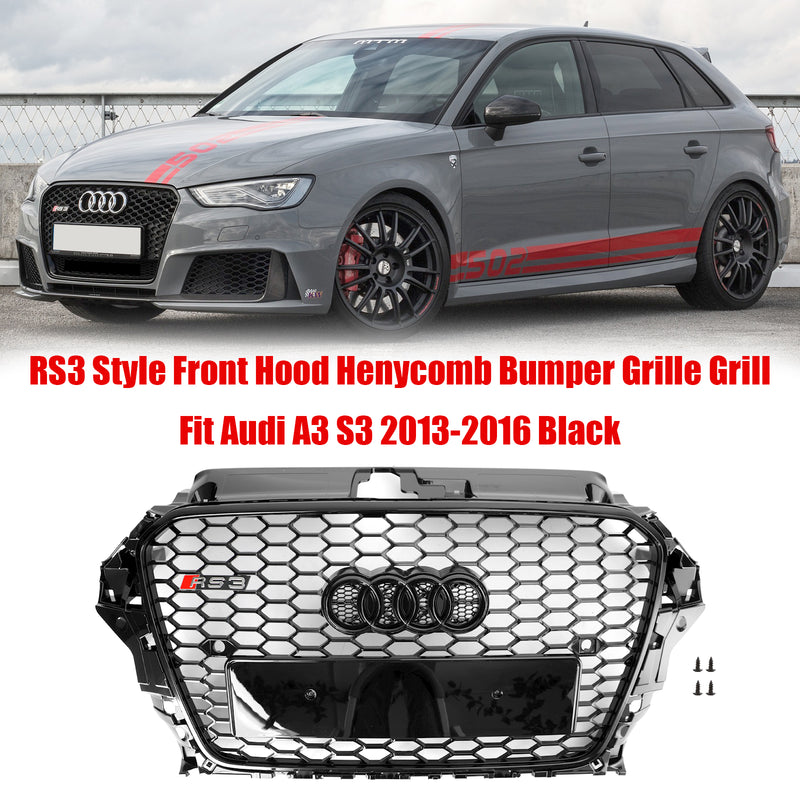 2013-2016 Audi A3 S3 Grill Replacement RS3 Style Front Hood Honeycomb Bumper Grille Generic