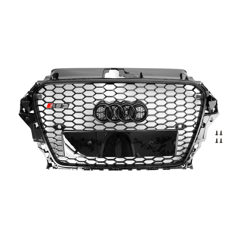 2013-2016 Audi A3 S3 RS3 Style Front Hood Henycomb Bumper Grille Grill Black