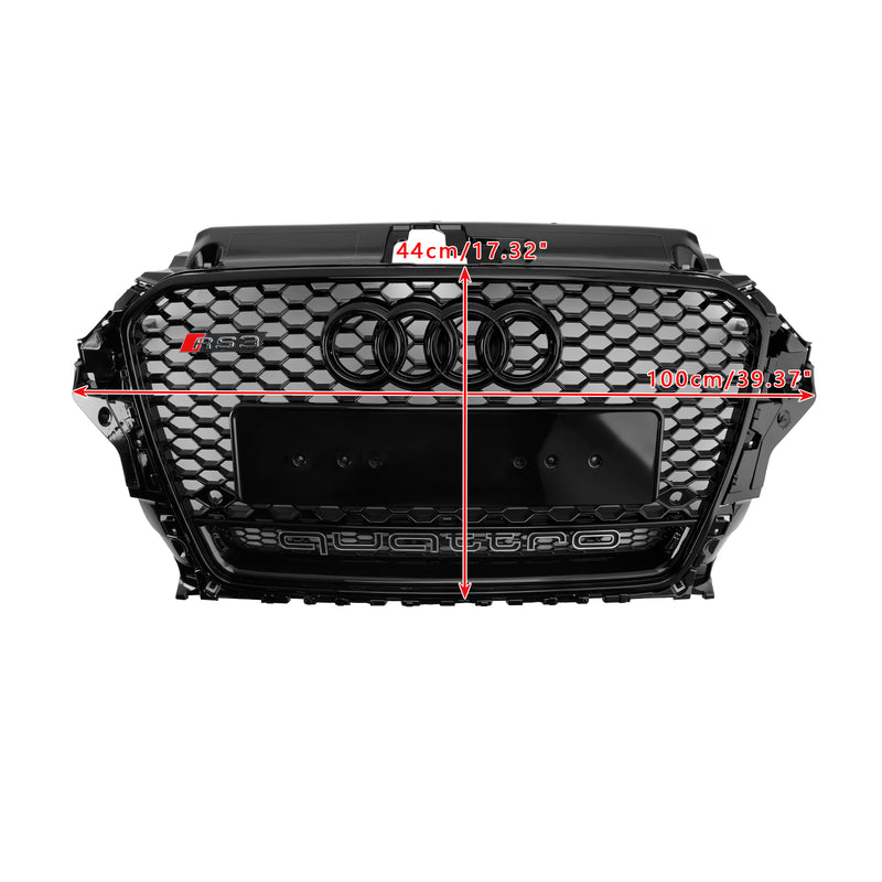 RS3 Style Front Henycomb Bumper Grill Grille Fit Audi A3 S3 2013-2016 W/Quattro