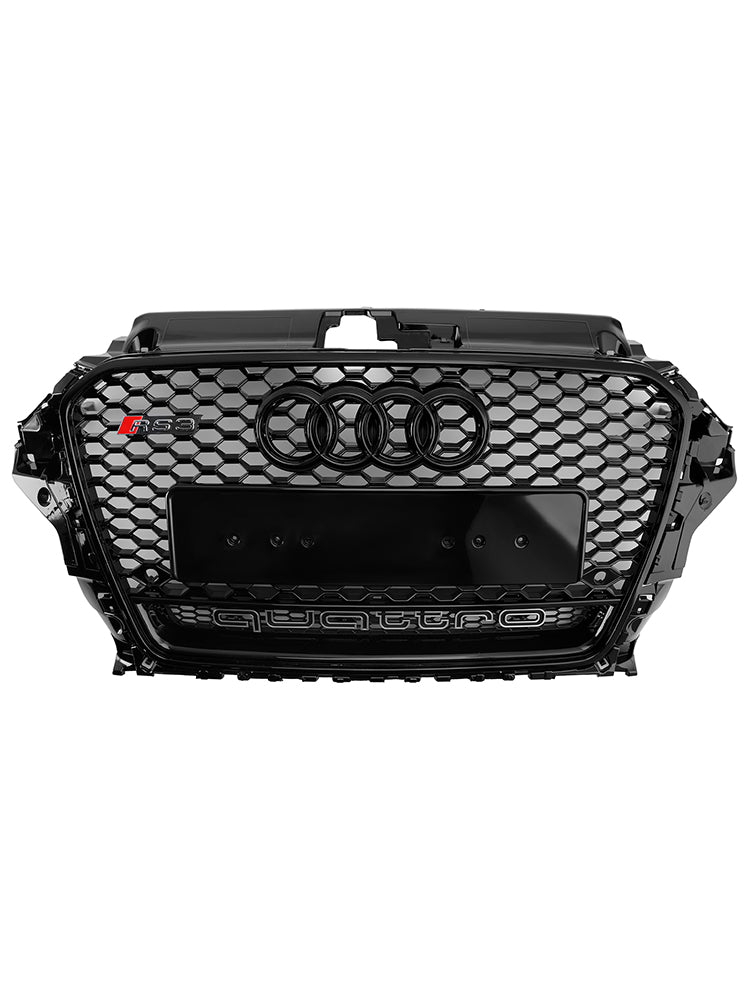 RS3 Style Front Henycomb Bumper Grill Grille Fit Audi A3 S3 2013-2016 W/Quattro
