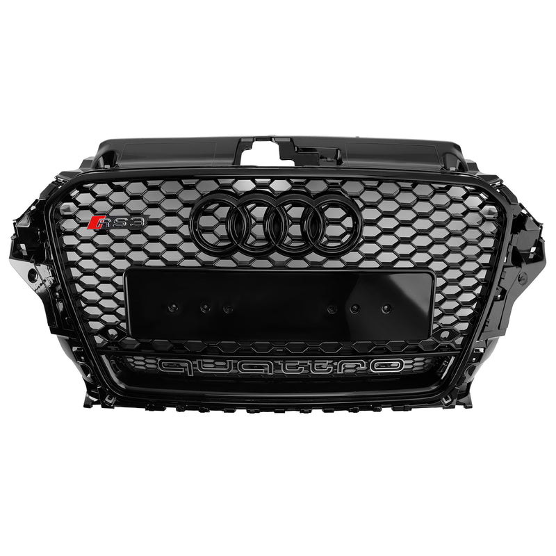 RS3 Style Front Henycomb Bumper Grill Grille Fit Audi A3 S3 2013-2016 W/Quattro