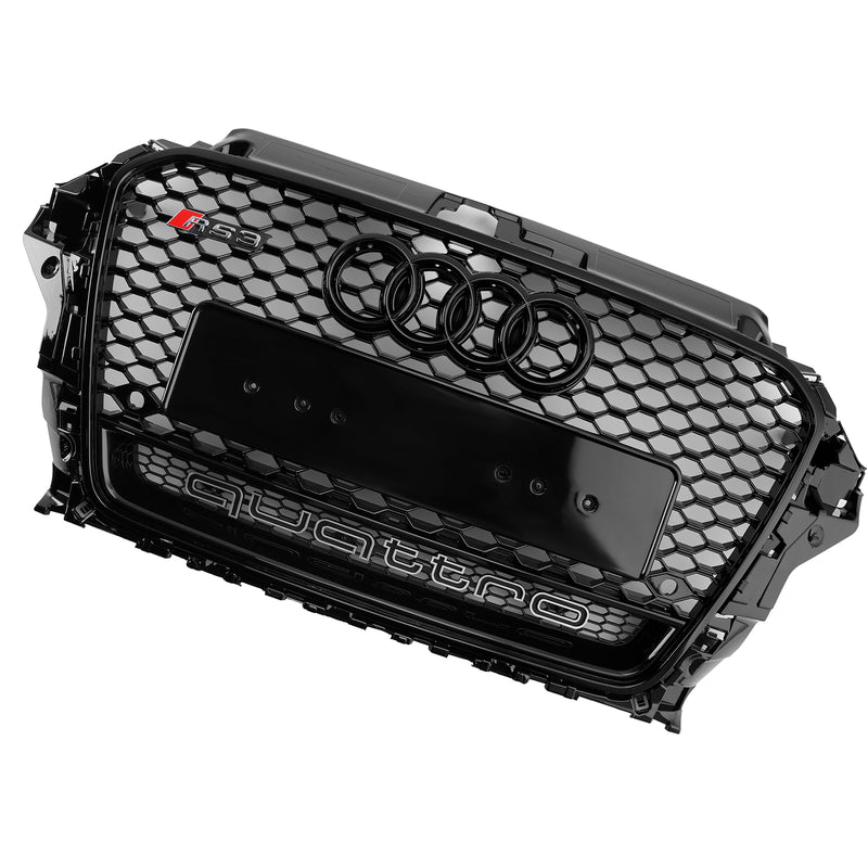 RS3 Style Front Henycomb Bumper Grill Grille Fit Audi A3 S3 2013-2016 W/Quattro