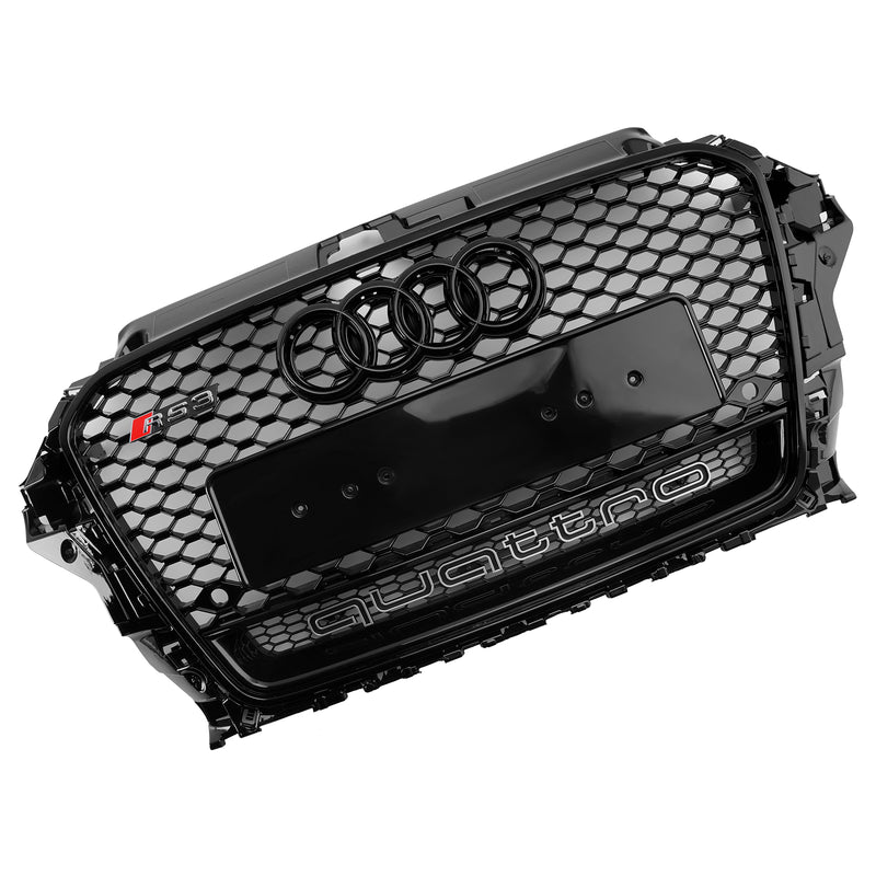 RS3 Style Front Henycomb Bumper Grill Grille Fit Audi A3 S3 2013-2016 W/Quattro