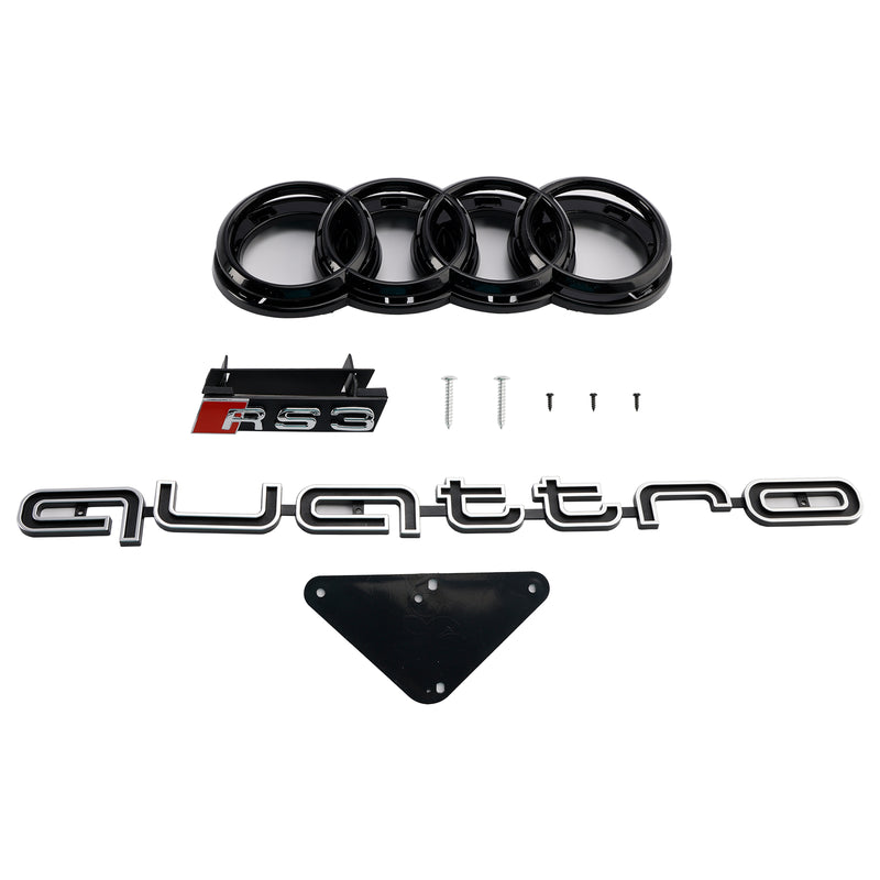 RS3 Style Front Henycomb Bumper Grill Grille Fit Audi A3 S3 2013-2016 W/Quattro